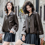 小个子韩系休闲皮衣外套女2025春秋新款时尚百搭显瘦长袖夹克上衣，女装皮衣，英标秀（1C119）