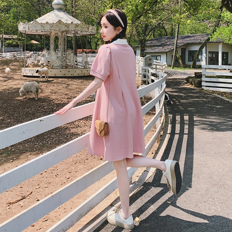主推数据好2023学院风粉色小个子POLO连衣裙9336-P95K148,女装连衣裙,2C069