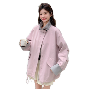 新款现货！2026年当季拼接海盐蓝中长款风衣短外套P150K208图片