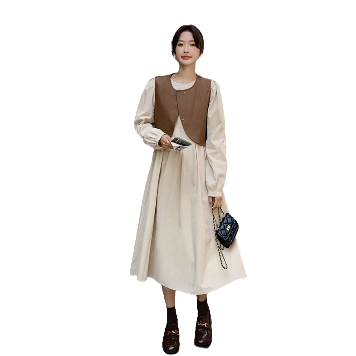 法式温柔风马甲连衣裙女2025年夏季新款高级感气质长裙,女装连衣裙,2C032
