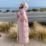 韩系减龄粉色羽绒服女中长款2024冬季新款长款过膝超好看加厚外套，女装羽绒服，2C122