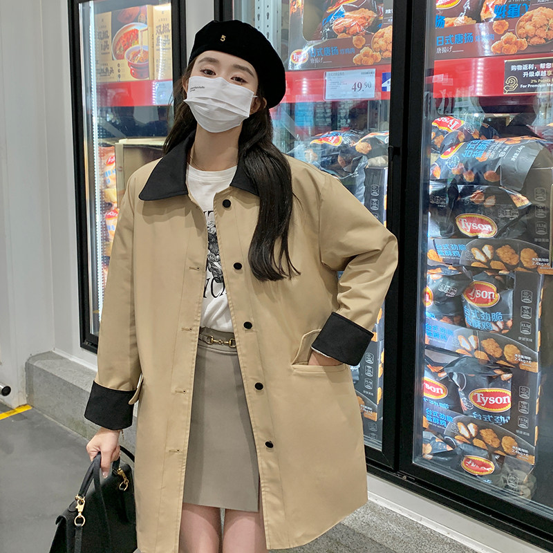 韩式卡其色中长款风衣女春秋2025新款超火好看高级感减龄大衣外套图片