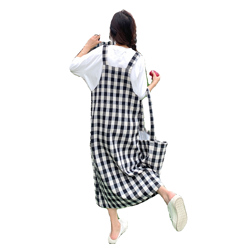 夏装新款2C177-D15-P115-K168黑白格纹背带裙女中长款2025年夏季,女装背心吊带,2C177