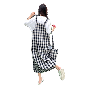 夏装新款2C177-D15-P115-K168黑白格纹背带裙女中长款2025年夏季图片