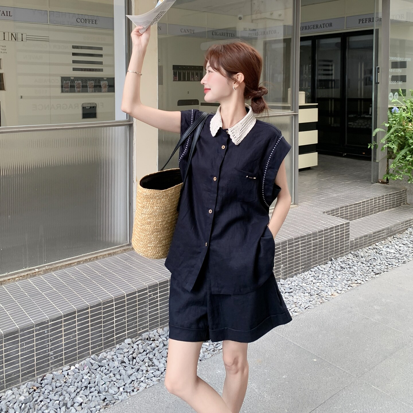现货！高品质欧洲站刺绣衬衫两件套装C258-2637P150K228,女装套装/套裙,2C258