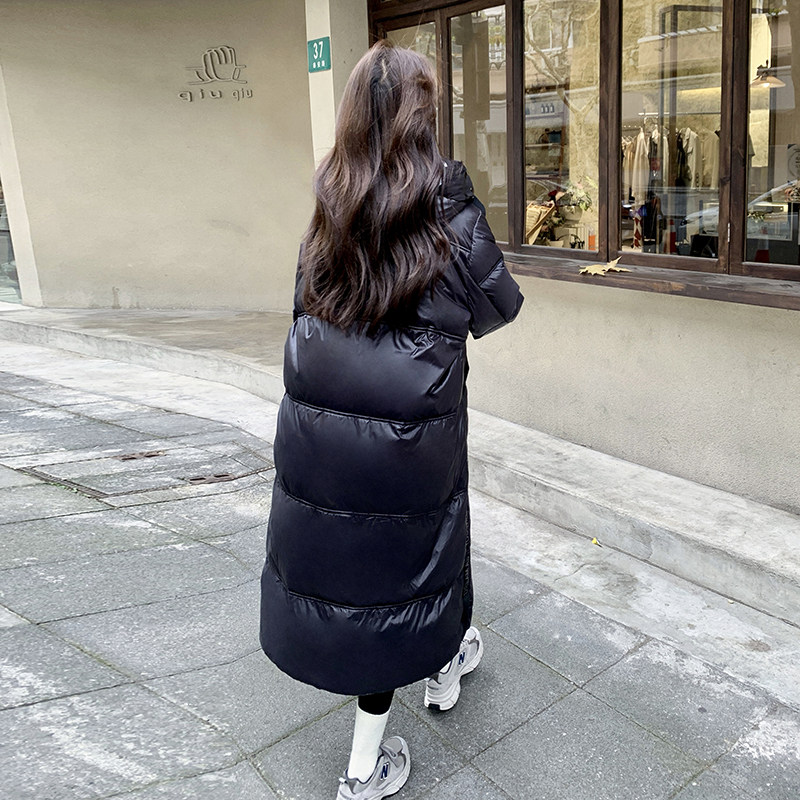 黑金羽绒服女冬季长款过膝90白鸭绒厚外套,女装羽绒服,2C269