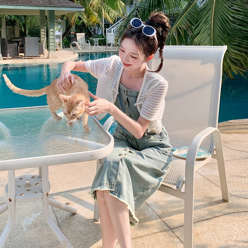 【预售5月6号出货】新款时尚吊带牛仔连衣裙+短款防晒开衫套,女装套装/套裙,2D148