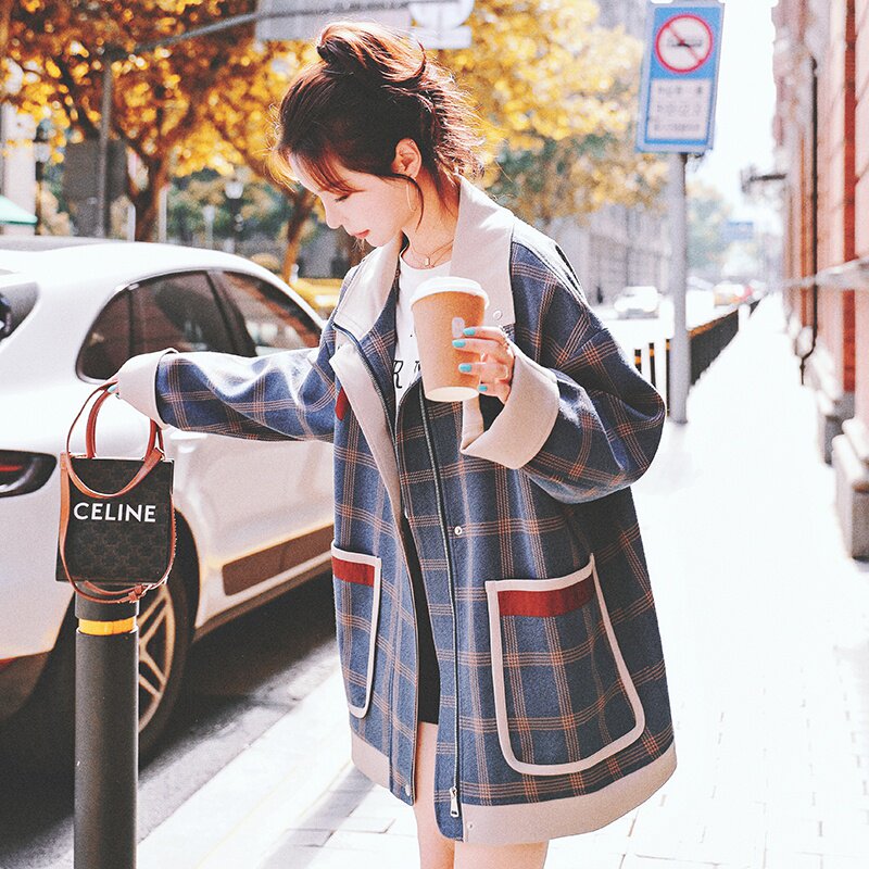 【24春】撞色包边大口袋格子工装外套2188-P135控188,女装风衣,2C069
