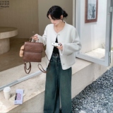 小香风双面羊绒大衣女短款2025秋冬新款韩版宽松显瘦羊毛呢外套，女装毛呢外套，2D008