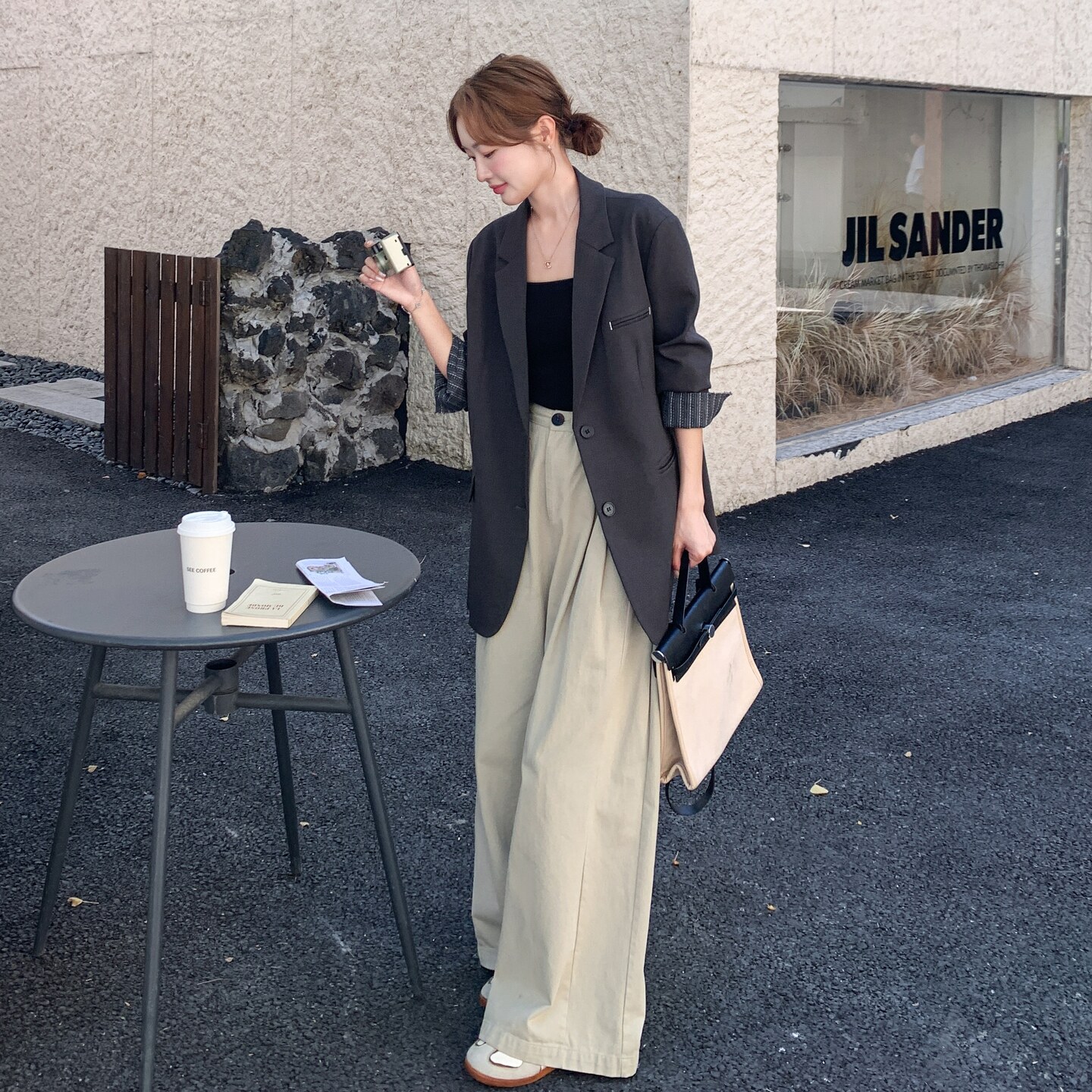 深灰色韩系高级感气质淡人西装外套女2025秋季休闲时尚通勤风西服,女装西装,2C258