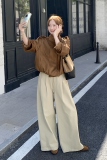 立领鹿皮绒外套女秋季高品质时尚宽松显瘦休闲夹克上衣，女装短外套，2C159