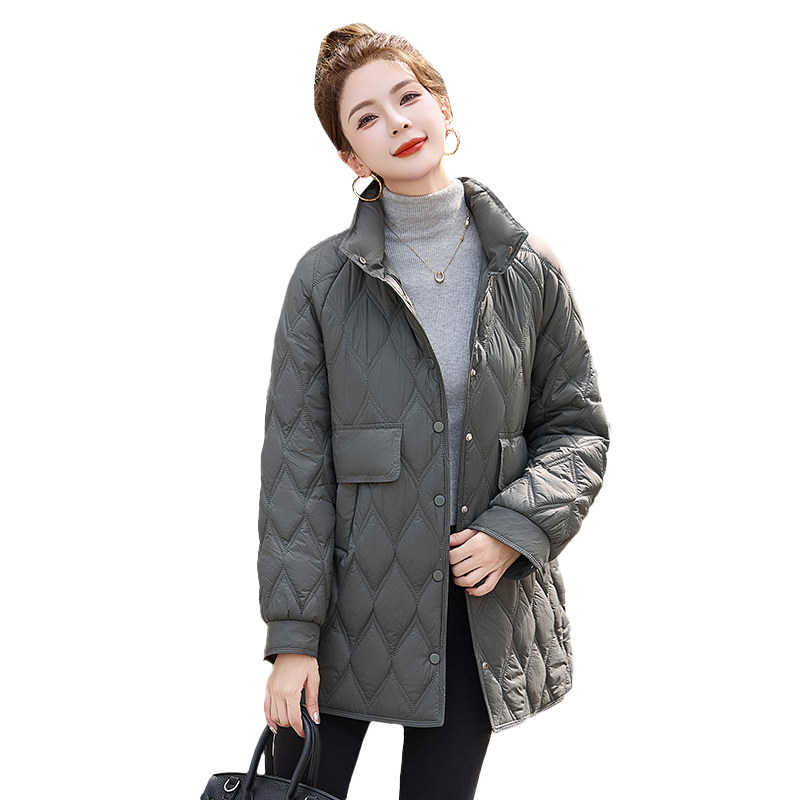 羽绒棉服女中长款2024冬季新款超好看洋气轻薄菱格夹棉外套小棉袄,女装棉衣/棉服,衣佳和