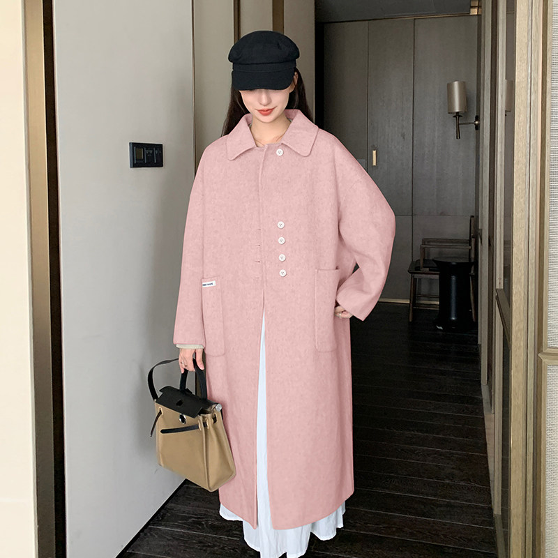 【新款】已出货有买家秀双面羊驼绒混色长毛大衣P260K388,女装毛呢外套,2C333