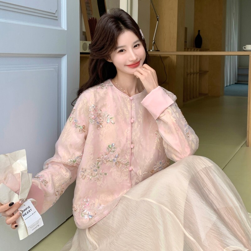 新款！2026春季网纱贴钻刺绣风短外套C222-P160K258,女装短外套,2C320