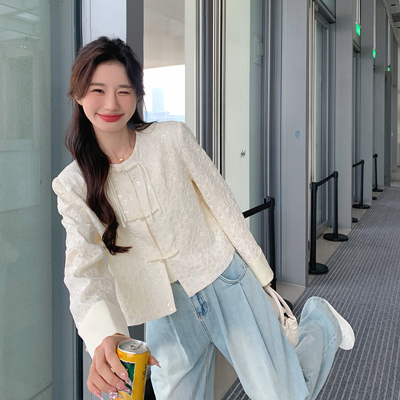 小香风盘扣亮片外套女欧洲站2025春秋季新款风气质显瘦夹克上衣,女装短外套,2C166