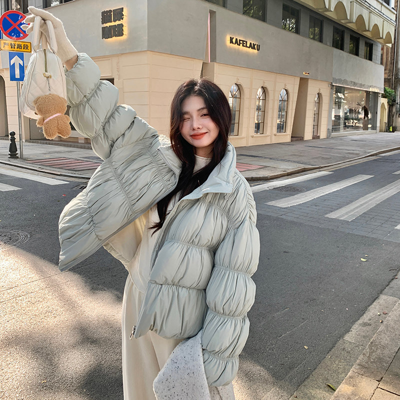 ！90白鸭绒重工抽褶立裁羽绒服短款立领保暖外套冬P275K388,女装羽绒服,2B140