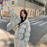 ！90白鸭绒重工抽褶立裁羽绒服短款立领保暖外套冬P275K388，女装羽绒服，2B140