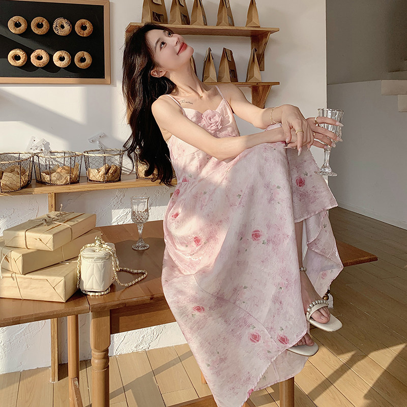 法式碎花吊带连衣裙两件套女2025年春季新款甜美风温柔披肩小个子,女装套装/套裙,2C057