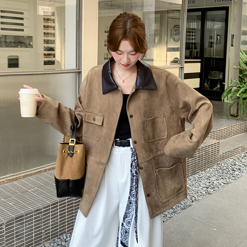 新品现货驼色鹿皮绒外套2C139-9065-P155-K228,女装短外套,2C139