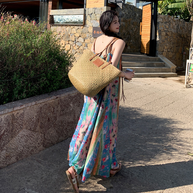 小众设计感碎花连衣裙女2025夏季新款法式显瘦甜美减龄吊带裙长裙,女装连衣裙,2C177