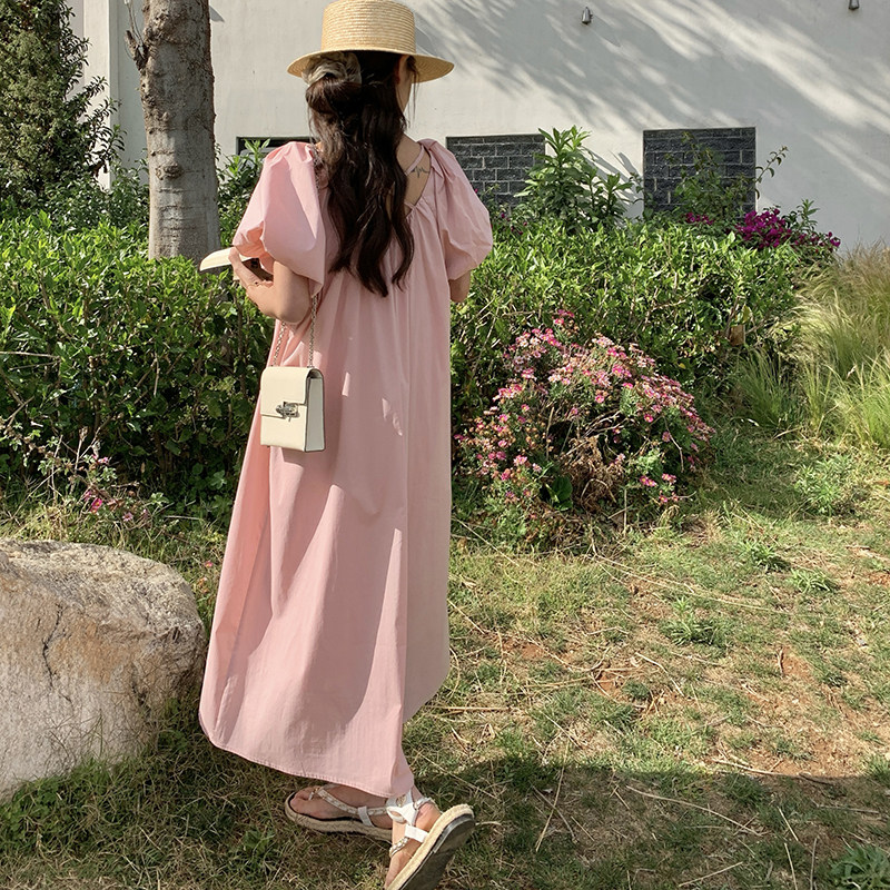 现货法式粉色泡泡袖夏新款连衣裙2C087-829-P125-K178,女装连衣裙,2C087