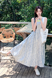 2025现货夏季新款数码印花无袖背心大摆裙2565-P145控208，女装连衣裙，2D009