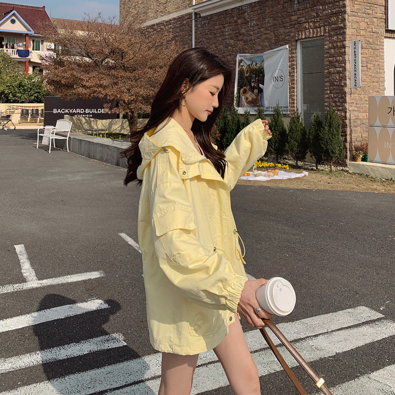 【档口现货】2025新款韩版休闲黄色大码风衣外套女266-P140-K190,女装风衣,2C266