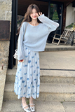 温柔系穿搭镂空针织上衣半身裙套装女春季2026新款绝美减龄两件套，女装套装/套裙，2C159