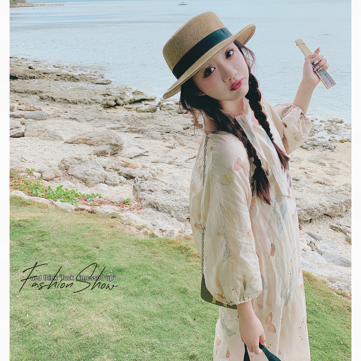 新中式蝴蝶印花连衣裙女2025春秋新款设计感国风休闲百搭气质裙子,女装连衣裙,2C137