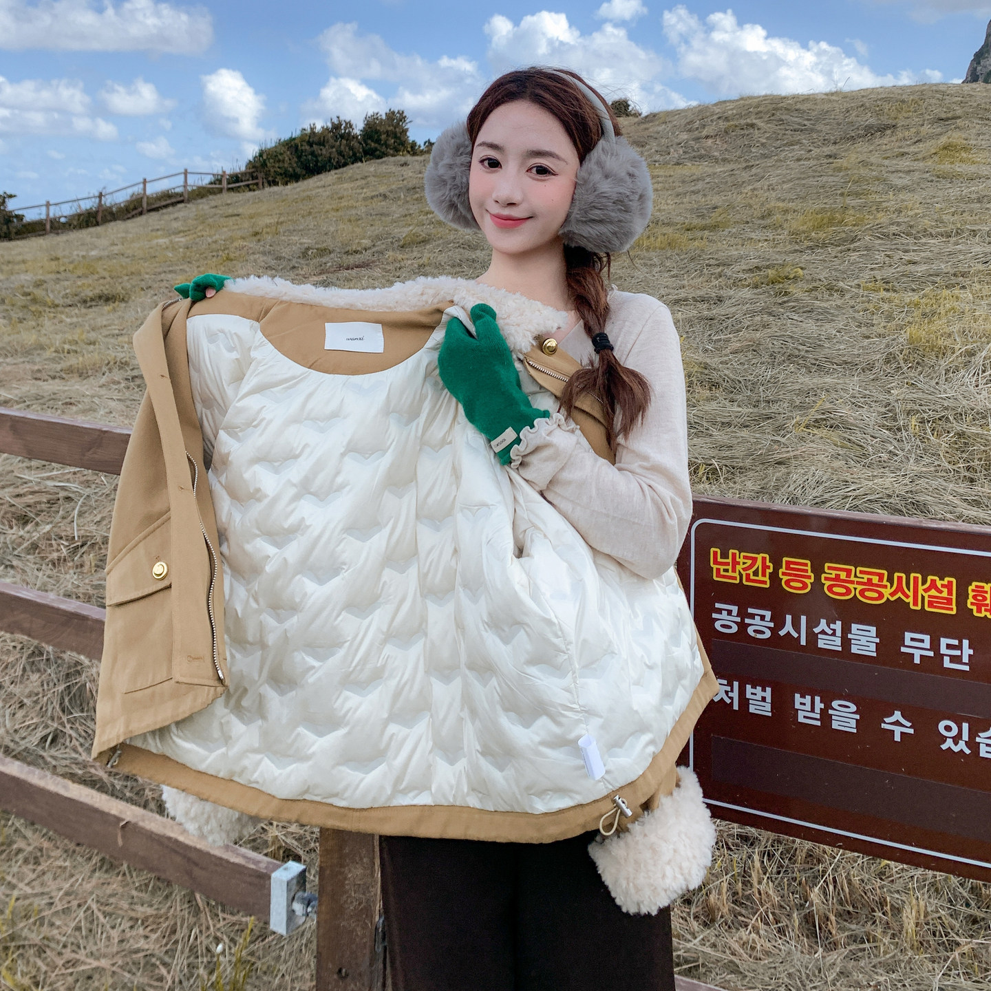 【】新标90绒羊羔毛拼接短款派克羽绒服2C227/3328/P275K398,女装羽绒服,2C227