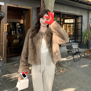 现货~~！！！皮毛一体仿皮草大衣搭配今年流行裤子 P195  裤子p95图片