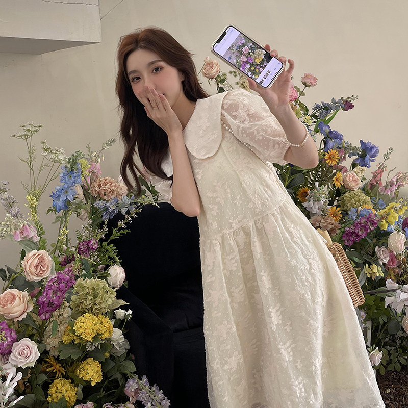 【货货！！761P105K158】夏季新款娃娃领雪纺连衣裙,女装连衣裙,2C037