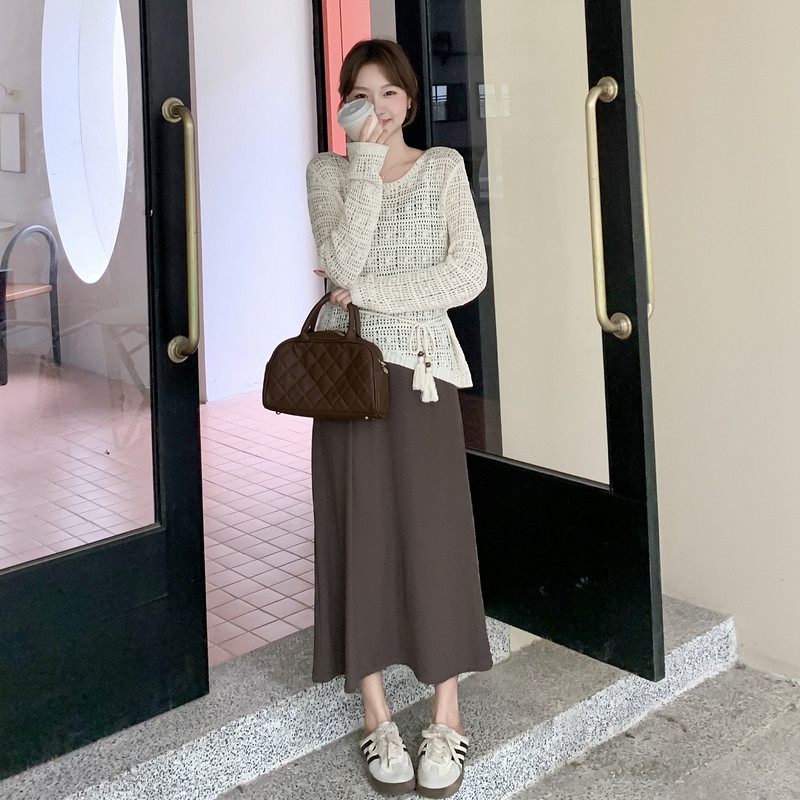 法式温柔系减龄镂空罩衫吊带连衣裙洋气套装女2026早秋新款裙子,女装套装/套裙,2C159