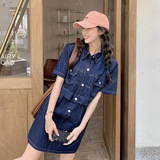 主推现货2025夏季新款牛仔假两件连衣裙C022-9033-P115-K178，女装连衣裙，2C022