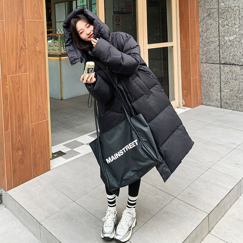 ！！白鸭绒超厚实黑色超长款羽绒服2C036-M207-P270-K418图片