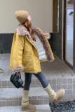 拼环保羊羔毛宽松款派克棉服可收腰--2B115--8867--P215--K298，女装派克服，2B115