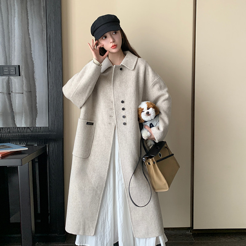【现货】双面羊驼绒混色长毛大衣P260K388,女装毛呢外套,2C333