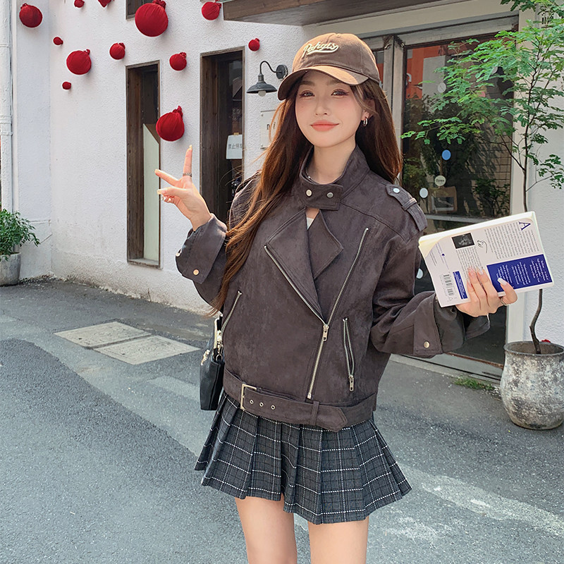 （现货）新 鹿皮绒机车服短外套女  9938-P145-K218图片
