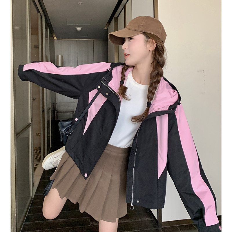 主推现货！24新款春装外套风衣撞色冲锋衣女1C086-1623-P140-K206,女装风衣,2D044