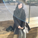 狐狸毛围脖收腰西装外套女羽绒内胆毛呢大衣6116P275K428[90绒]，女装毛呢外套，2C166