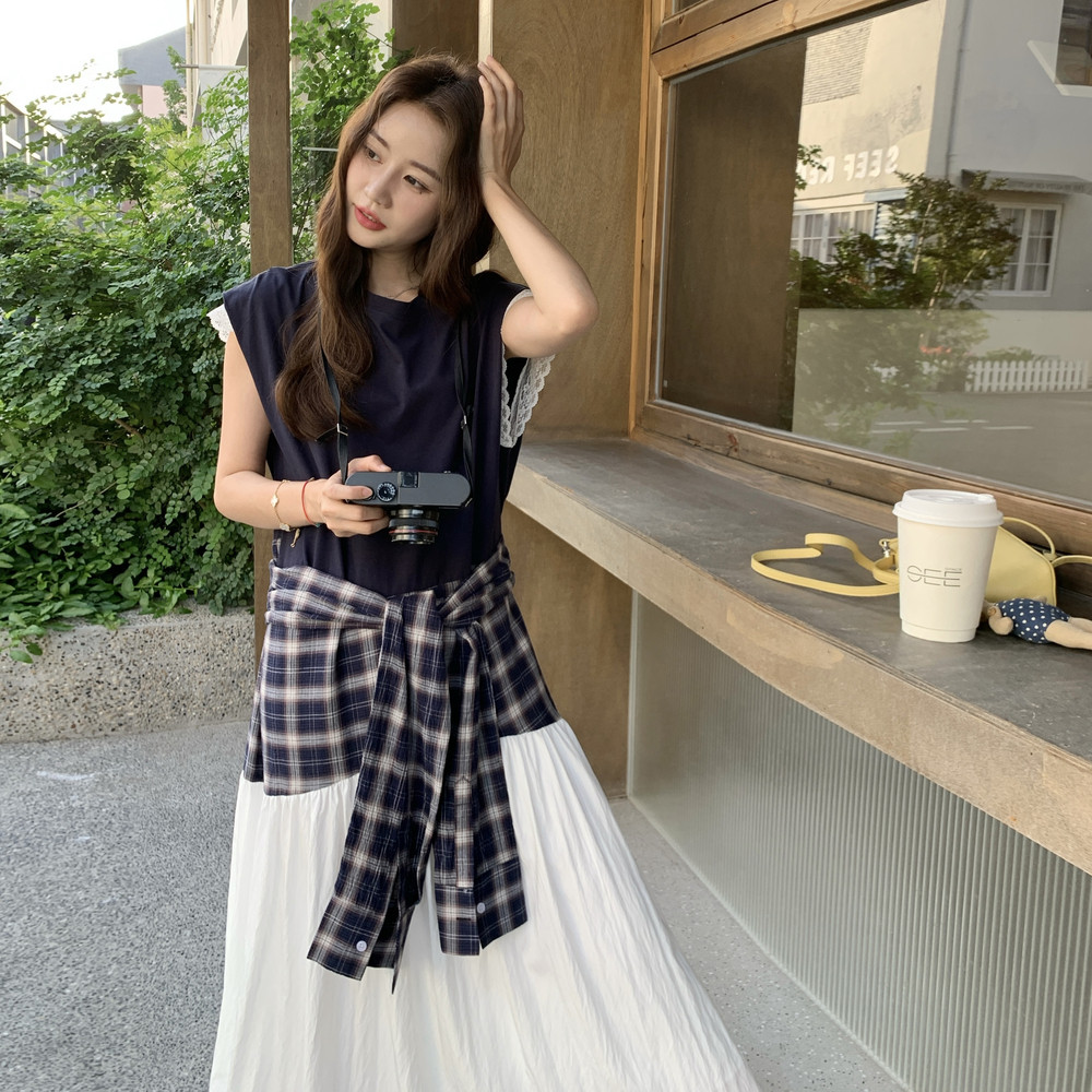 现货夏季新款拼接休闲连衣裙2C098-8579P145K218,女装连衣裙,2C098