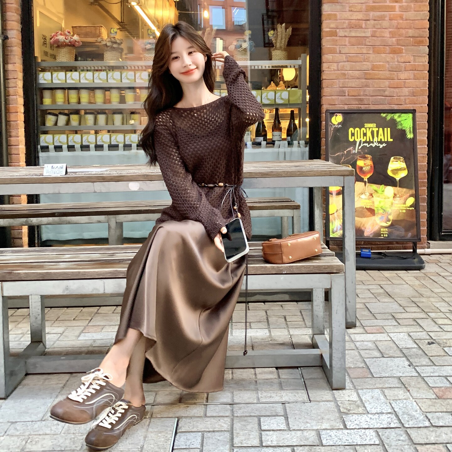 现货：秋装新款气质吊带裙镂空针织上衣三件套2C135-8881P145K218,女装套装/套裙,2C135