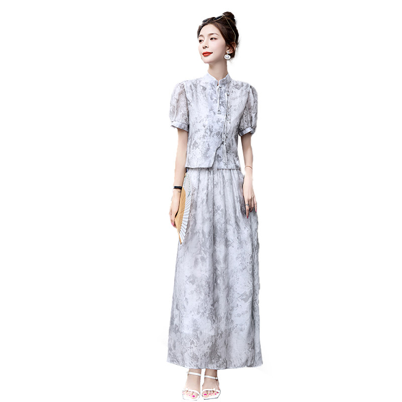 现货2025夏装新款新中式端正典雅套裙，女装套装/套裙，奕可儿,女装套装/套裙,奕可儿