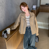卡其色时尚休闲外套女2025新款小个子炸街气质减龄百搭夹克，女装短外套，2C166