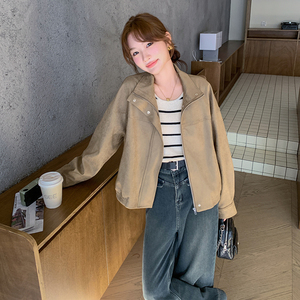 卡其色时尚休闲外套女2025新款小个子炸街气质减龄百搭夹克图片