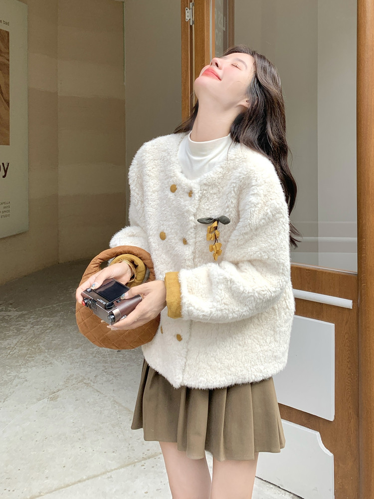 新品现货皮毛一体外套2C087-9283-P199-K279,女装毛呢外套,2C087