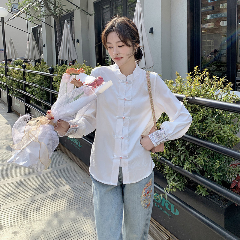 【现货】2D148-6618-新中式衬衣+刺绣风牛仔套装P168-K248,女装套装/套裙,2D148