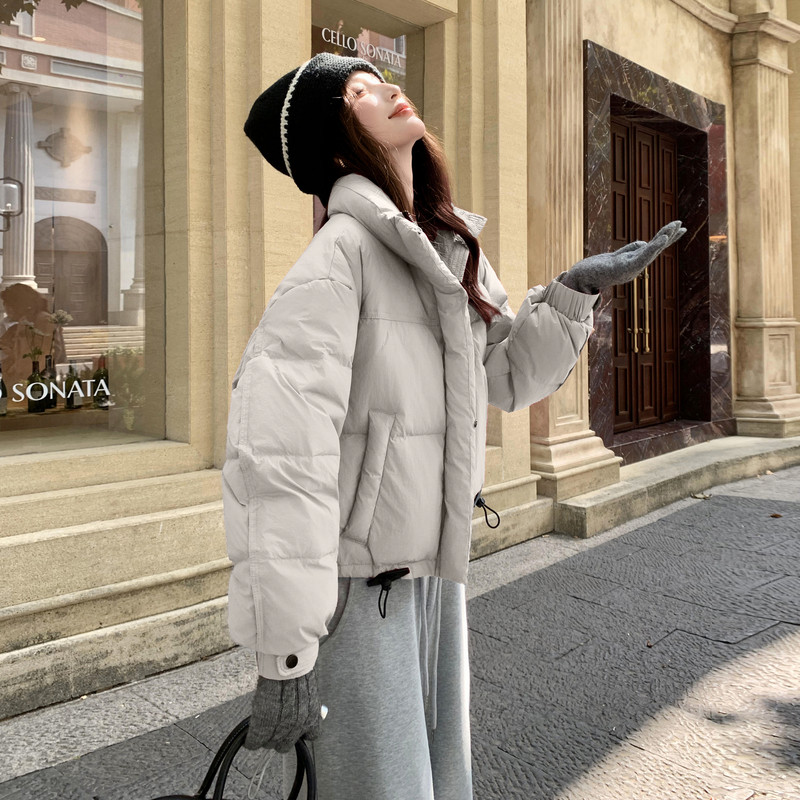 新款羽绒服女短款韩版立领简约加厚小个子高级感面包服外套潮,女装羽绒服,2B114
