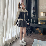 现货：秋装新款拼色休闲宽松夹克棒球服外套2C135-2380P135K198，女装短外套，2C135