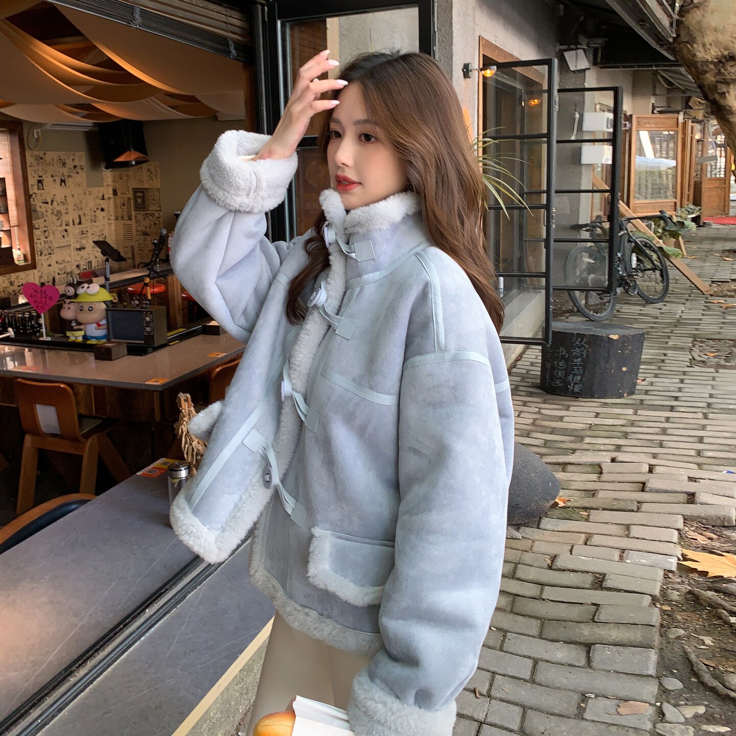 【档口现货】鹿皮绒皮毛一体外套2C233-818-P185-K279,女装短外套,2C233